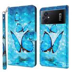 For Xiaomi Poco M5 3D Painting Pattern TPU + PU Phone Case(Three Butterflies)