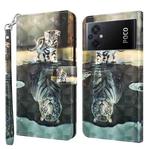 For Xiaomi Poco M5 3D Painting Pattern TPU + PU Phone Case(Cat Tiger)