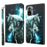 For Xiaomi Poco M5S/Redmi Note 10/Note 10S 3D Painting Pattern TPU + PU Phone Case(Wolf)