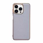 For iPhone 13 Pro Max Waves Series Nano Electroplating Genuine Leather Phone Case(Grey)