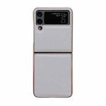For Samsung Galaxy Z Flip4 Waves Series Nano Electroplating Genuine Leather Phone Case(Grey)