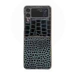 For Samsung Galaxy Z Flip4 Crocodile Texture Genuine Leather Nano Electroplating Phone Case(Dark Green)