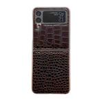 For Samsung Galaxy Z Flip4 Crocodile Texture Genuine Leather Nano Electroplating Phone Case(Coffee)