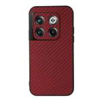 For OnePlus Ace Pro / 10T Carbon Fiber Texture PU Phone Case(Red)