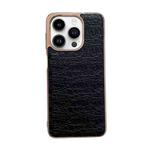 For iPhone 13 Pro Max Sky Series Nano Electroplating Genuine Leather Phone Case(Black)