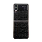 For Samsung Galaxy Z Flip4 Sky Series Nano Electroplating Genuine Leather Phone Case(Black)