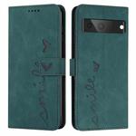 For Google Pixel 7 Skin Feel Heart Pattern Leather Phone Case(Green)