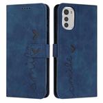 For Motorola Moto E32/E32s Skin Feel Heart Pattern Leather Phone Case(Blue)