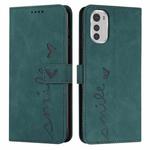 For Motorola Moto E32/E32s Skin Feel Heart Pattern Leather Phone Case(Green)