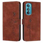 For Motorola Edge 30 Skin Feel Heart Pattern Leather Phone Case(Brown)