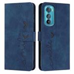 For Motorola Edge 30 Skin Feel Heart Pattern Leather Phone Case(Blue)