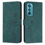 For Motorola Edge 30 Skin Feel Heart Pattern Leather Phone Case(Green)