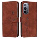 For Motorola Edge 30 Ultra 5G/X30 Pro 5G Skin Feel Heart Pattern Leather Phone Case(Brown)