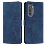 For Motorola Edge 2022 Skin Feel Heart Pattern Leather Phone Case(Blue)