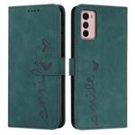 For Motorola Moto G42 Skin Feel Heart Pattern Leather Phone Case(Green)