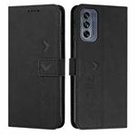 For Motorola Moto G62 5G Skin Feel Heart Pattern Leather Phone Case(Black)