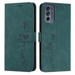 For Motorola Moto G62 5G Skin Feel Heart Pattern Leather Phone Case(Green)