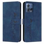 For Motorola Moto S30 Pro 5G/Edge 30 Fusion 5G Skin Feel Heart Pattern Leather Phone Case(Blue)