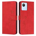 For Realme C30 Skin Feel Heart Pattern Leather Phone Case(Red)