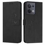 For OPPO Reno8 Skin Feel Heart Pattern Leather Phone Case(Black)