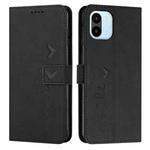 For Xiaomi Redmi A1 Skin Feel Heart Pattern Leather Phone Case(Black)