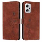 For Xiaomi Redmi Note 11T Pro/Note 11T Pro+ 5G/Poco X4 GT Skin Feel Heart Pattern Leather Phone Case(Brown)