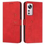 For Xiaomi 12 Lite Skin Feel Heart Pattern Leather Phone Case(Red)