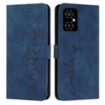 For Xiaomi Poco M4 5G Skin Feel Heart Pattern Leather Phone Case(Blue)