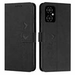 For Xiaomi Poco M4 5G Skin Feel Heart Pattern Leather Phone Case(Black)