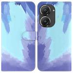 For Asus Zenfone 9 Watercolor Pattern Flip Leather Phone Case(Winter Snow)