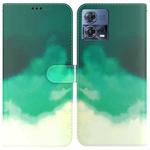 For Motorola Moto S30 Pro 5G / Edge 30 Fusion Watercolor Pattern Flip Leather Phone Case(Cyan Green)