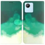 For Realme C30 Watercolor Pattern Flip Leather Phone Case(Cyan Green)