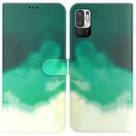 For Xiaomi Redmi Note 11T Pro / 11T Pro+ 5G Watercolor Pattern Flip Leather Phone Case(Cyan Green)