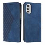 For Motorola Moto E32 4G/E32s Diamond Pattern Splicing Skin Feel Magnetic Phone Case(Blue)