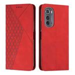 For Motorola Edge 2022 Diamond Pattern Splicing Skin Feel Magnetic Phone Case(Red)