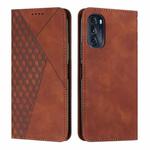 For Motorola Moto G 2022 5G Diamond Pattern Splicing Skin Feel Magnetic Phone Case(Brown)