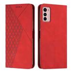 For Motorola Moto G42 Diamond Pattern Splicing Skin Feel Magnetic Phone Case(Red)