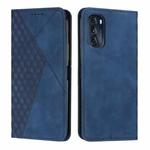 For Motorola Moto G52 4G/G82 Diamond Pattern Splicing Skin Feel Magnetic Phone Case(Blue)