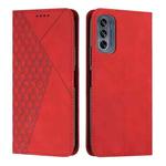 For Motorola Moto G62 5G Diamond Pattern Splicing Skin Feel Magnetic Phone Case(Red)