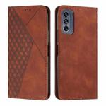 For Motorola Moto G62 5G Diamond Pattern Splicing Skin Feel Magnetic Phone Case(Brown)