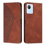 For Realme C30 4G Diamond Splicing Skin Feel Magnetic Leather Phone Case(Brown)