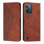 For Realme C31 4G Diamond Splicing Skin Feel Magnetic Leather Phone Case(Brown)