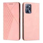 For Realme C35/Narzo 50A Prime 4G Diamond Splicing Skin Feel Magnetic Leather Phone Case(Rose Gold)