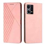 For OPPO Reno7 4G Global/F21 Pro 4G Diamond Splicing Skin Feel Magnetic Leather Phone Case(Rose Gold)