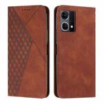 For OPPO Reno7 4G Global/F21 Pro 4G Diamond Splicing Skin Feel Magnetic Leather Phone Case(Brown)