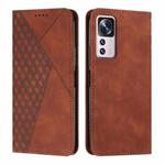 For Xiaomi 12T/12T Pro/Redmi K50 Ultra Diamond Splicing Skin Feel Magnetic Leather Phone Case(Brown)