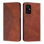 For Xiaomi Poco M4 5G Diamond Splicing Skin Feel Magnetic Leather Phone Case(Brown)