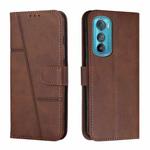 For Motorola Edge 30 Stitching Calf Texture Buckle Leather Phone Case(Brown)