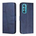 For Motorola Edge 30 Stitching Calf Texture Buckle Leather Phone Case(Blue)