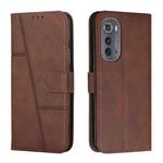 For Motorola Edge 2022 Stitching Calf Texture Buckle Leather Phone Case(Brown)